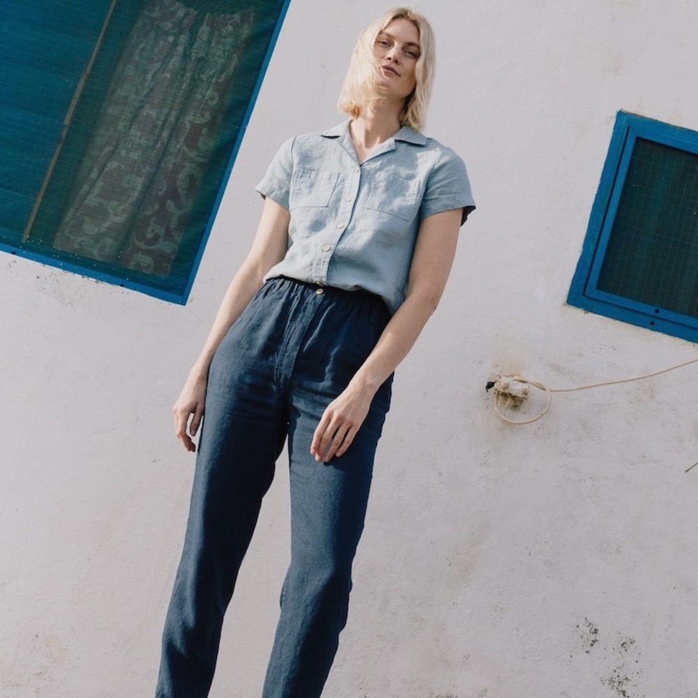 2/$50 or 3/$75 notperfectlinen DOOLIN high waist pleated linen pant size M/L